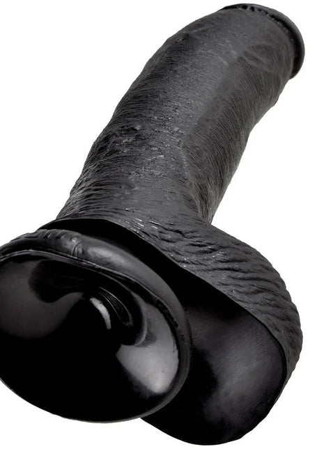 Black silikon dildo king cock 9 mit strukturierter oberfläche und glänzendem kopf 22,9 cm lang