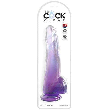 KING COCK - CLEAR DILDO MIT HODEN - 19 CM LILA - Dildo mit Saugnapf