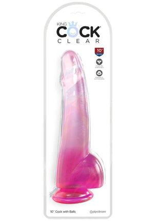 KING COCK - CLEAR DILDO MIT HODEN - 19 CM ROSA - Dildo mit Saugnapf