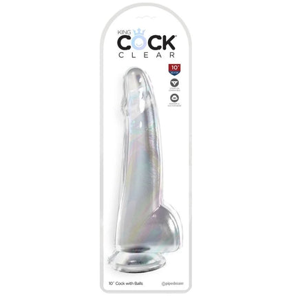 KING COCK - CLEAR DILDO MIT HODEN - 19 CM TRANSPARENT - Dildo mit Saugnapf