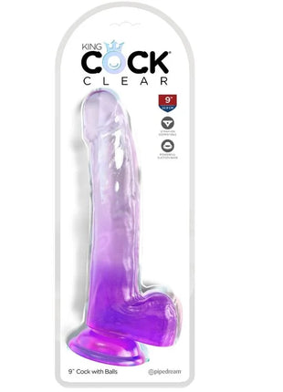 KING COCK - CLEAR DILDO MIT HODEN - 20.3 CM LILA - Dildo mit Saugnapf