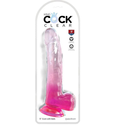 KING COCK - CLEAR DILDO MIT HODEN - 20.3 CM ROSA - Dildo mit Saugnapf