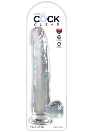 KING COCK - CLEAR DILDO MIT HODEN - 24.8 CM TRANSPARENT - Dildo mit Saugnapf
