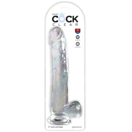 KING COCK - CLEAR DILDO MIT HODEN - 24.8 CM TRANSPARENT - Dildo mit Saugnapf