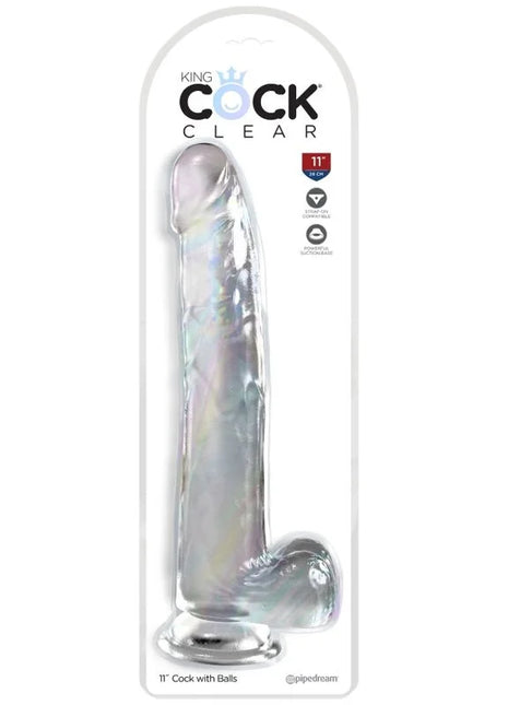 KING COCK - CLEAR DILDO MIT HODEN - 24.8 CM TRANSPARENT - Dildo mit Saugnapf