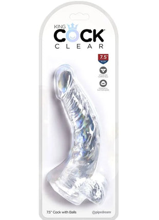 KING COCK - CLEAR REALISTISCH GEBOGENER PENIS MIT - 16.5 CM TRANSPARENT - Dildo mit Saugnapf
