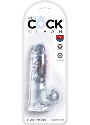 KING COCK - CLEAR REALISTISCHER PENIS MIT EIEREN - 10.1 CM TRANSPARENT - Dildo mit Saugnapf