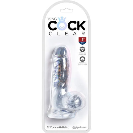 KING COCK - CLEAR REALISTISCHER PENIS MIT EIEREN - 10.1 CM TRANSPARENT - Dildo mit Saugnapf