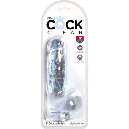 KING COCK - CLEAR REALISTISCHER PENIS MIT EIEREN - 13.5 CM TRANSPARENT - Dildo mit Saugnapf