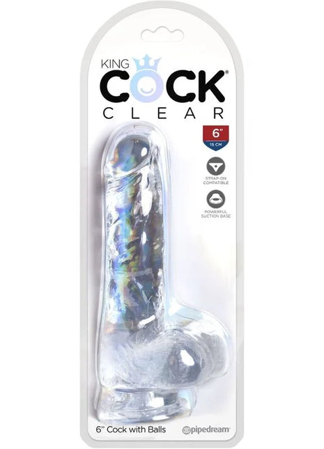 KING COCK - CLEAR REALISTISCHER PENIS MIT EIEREN - 13.5 CM TRANSPARENT - Dildo mit Saugnapf