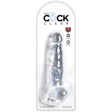 KING COCK - CLEAR REALISTISCHER PENIS MIT EIEREN - 16.5 CM TRANSPARENT - Dildo mit Saugnapf