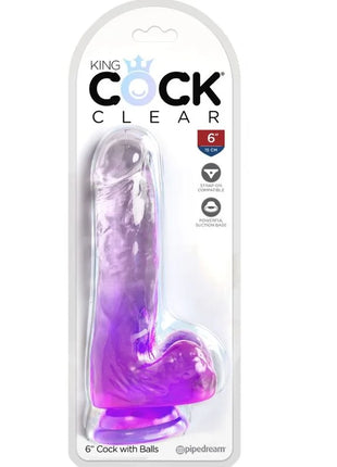 KING COCK - CLEAR REALISTISCHER PENIS MIT KUGELN - 13.5 CM LILA - Dildo mit Saugnapf