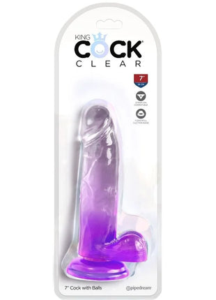 KING COCK - CLEAR REALISTISCHER PENIS MIT KUGELN - 15.2 CM LILA - Dildo mit Saugnapf