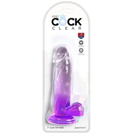 KING COCK - CLEAR REALISTISCHER PENIS MIT KUGELN - 15.2 CM LILA - Dildo mit Saugnapf