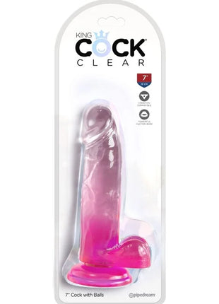 KING COCK - CLEAR REALISTISCHER PENIS MIT KUGELN - 15.2 CM ROSA - Dildo mit Saugnapf