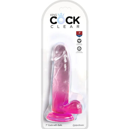 KING COCK - CLEAR REALISTISCHER PENIS MIT KUGELN - 15.2 CM ROSA - Dildo mit Saugnapf