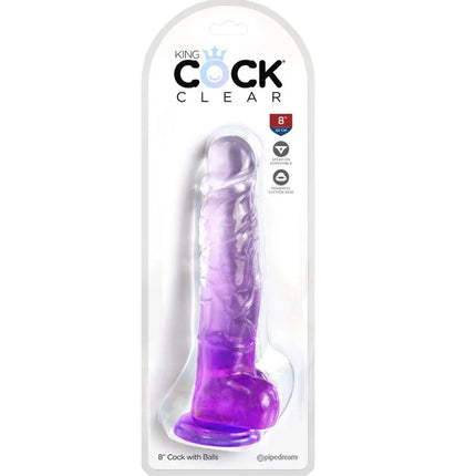 KING COCK - CLEAR REALISTISCHER PENIS MIT KUGELN - 16.5 CM LILA - Dildo mit Saugnapf