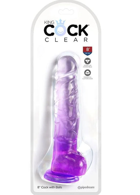 KING COCK - CLEAR REALISTISCHER PENIS MIT KUGELN - 16.5 CM LILA - Dildo mit Saugnapf