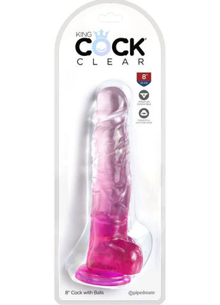 KING COCK - CLEAR REALISTISCHER PENIS MIT KUGELN - 16.5 CM ROSA - Dildo mit Saugnapf