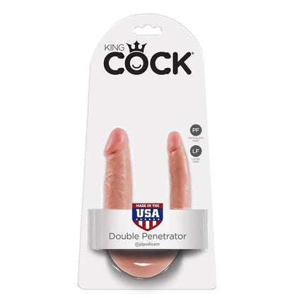 King cock doppelt penetration dildo 12,7 cm natürlich in pfirsichfarbener silikon mit realistischer hauttextur