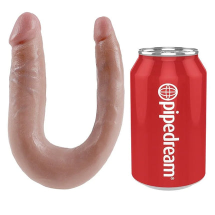 Pink silikon u-förmiger dildo king cock dopp penetrate 12,7 cm natürlich neben rotem pipedream zur größenvergleich