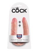 King cock medium double trouble realistisches doppeldildopaar aus rosa silikon in originalverpackung 13,9 cm
