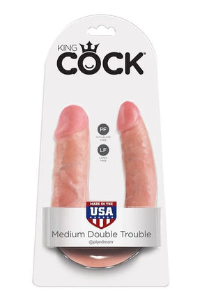King cock medium double trouble realistisches doppeldildopaar aus rosa silikon in originalverpackung 13,9 cm