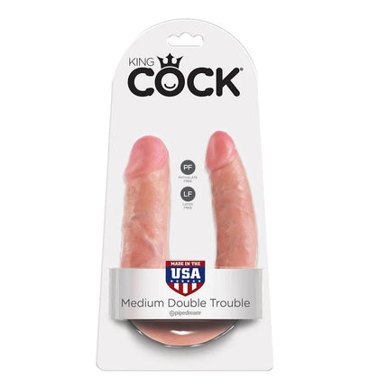 King cock medium double trouble realistisches doppeldildopaar aus rosa silikon in originalverpackung 13,9 cm