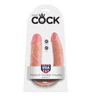 King cock medium double trouble realistisches doppeldildopaar aus rosa silikon in originalverpackung 13,9 cm