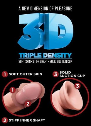 KING COCK - DREIFACHDENSITTSHAHN - 19 CM - Dildo mit Saugnapf