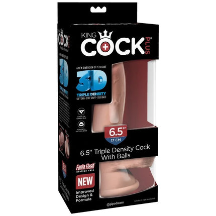 KING COCK - DREIFACHER DICHTEHAHN - 14 CM - Dildo mit Saugnapf