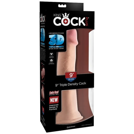 KING COCK - DREIFACHER DICHTEHAHN - 23 CM - Dildo mit Saugnapf