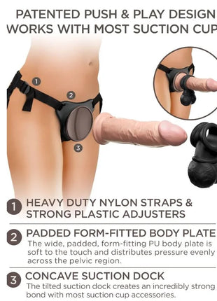 KING COCK - ELITE DELUXE VERSTELLBARER HARNESS-KIT RING MIT HODEN & DILDO - 20.3 CM - Geschirre