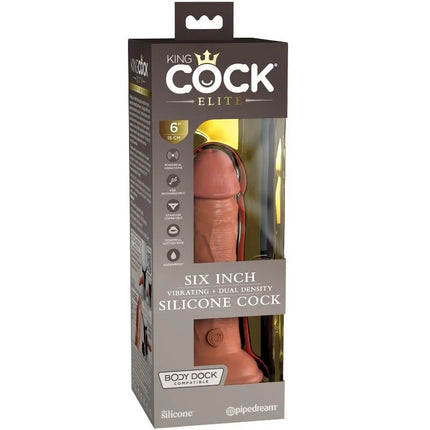 KING COCK - ELITE REALISTISCHER DILDO - VIBRATION & SILIKON - 15.2 CM - KARAMELL - Dildo mit Saugnapf