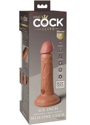 KING COCK - ELITE REALISTISCHER DILDO - VIBRATION & SILIKON - 15.2 CM - KARAMELL - Dildo mit Saugnapf