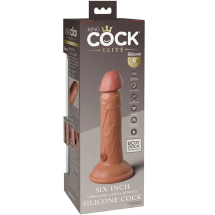 KING COCK - ELITE REALISTISCHER DILDO - VIBRATION & SILIKON - 15.2 CM - KARAMELL - Dildo mit Saugnapf