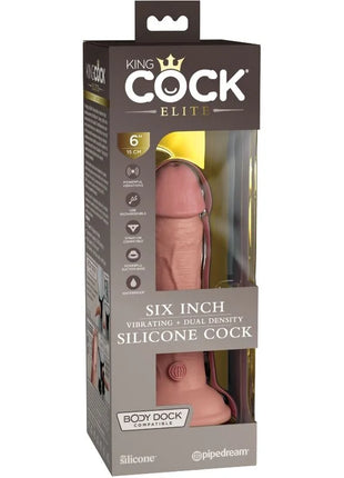 KING COCK - ELITE REALISTISCHER DILDO - VIBRATION UND SILIKON - 15.2 CM - Dildo mit Saugnapf
