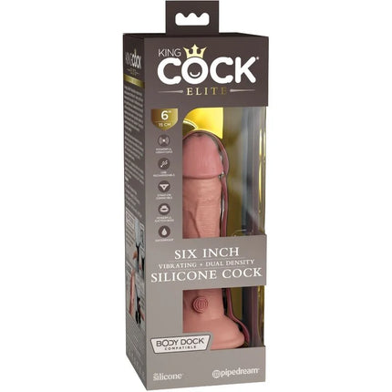 KING COCK - ELITE REALISTISCHER DILDO - VIBRATION UND SILIKON - 15.2 CM - Dildo mit Saugnapf