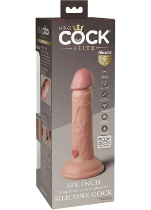 KING COCK - ELITE REALISTISCHER DILDO - VIBRATION UND SILIKON - 15.2 CM - Dildo mit Saugnapf