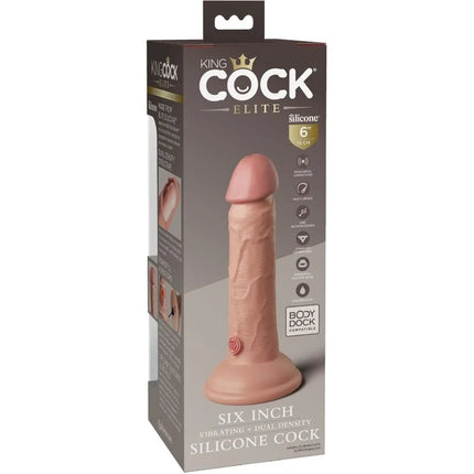KING COCK - ELITE REALISTISCHER DILDO - VIBRATION UND SILIKON - 15.2 CM - Dildo mit Saugnapf