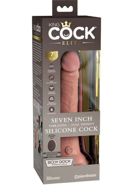 KING COCK - ELITE REALISTISCHER DILDO VIBRATOR & SILIKON FERNBEDIENUNG - 17.8 CM - Dildo mit Saugnapf