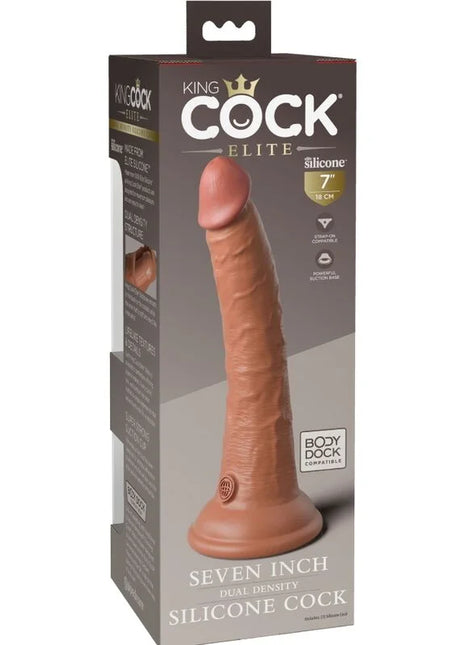 KING COCK - ELITE REALISTISCHER SILIKONDILDO - 17.8 CM KARAMELL - Dildo mit Saugnapf