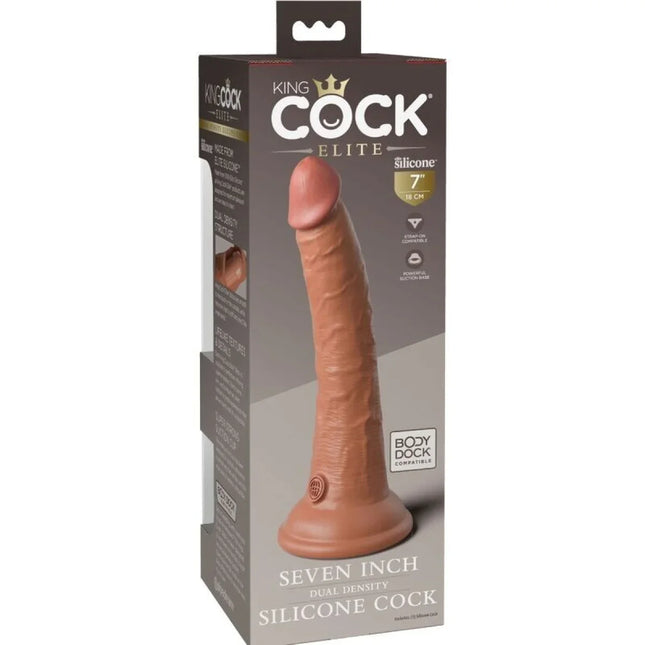 KING COCK - ELITE REALISTISCHER SILIKONDILDO - 17.8 CM KARAMELL - Dildo mit Saugnapf