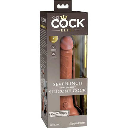 KING COCK - ELITE REALISTISCHER SILIKONDILDO - 17.8 CM KARAMELL - Dildo mit Saugnapf