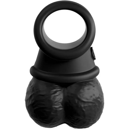 Schwarzer silikonring king cock elite ring mit texturierter kugelförmiger basis und glatter kreisförmiger oberfläche