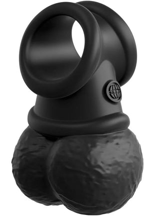 Schwarzer silikon cock ring king cock elite ring mit hoden mit strukturierter, abgerundeter basis und kreisförmiger schlaufe