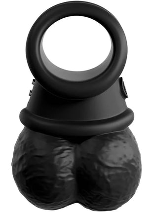 Schwarzer silikon king cock elite ring mit strukturiertem, bauchigem ständer und glattem oberteil