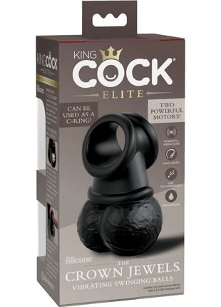 King cock elite ring mit hodenvibrierendem silikon black silikon vibrierende schwingkugeln mit texturiertem kronendesign