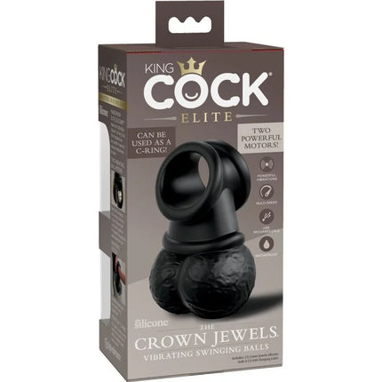 King cock elite ring mit hodenvibrierendem silikon black silikon vibrierende schwingkugeln mit texturiertem kronendesign