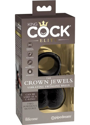King cock elite ring mit hodenvibrierendem silikon schwarze silikon mit goldakzenten vibrationsballs